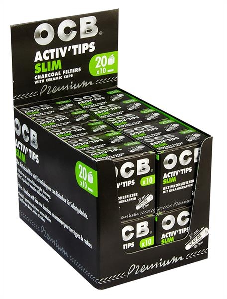 1x OCB Activ Tips Slim Aktivkohlefilter ø7mm 10er Schachtel